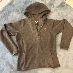 Women's The North Face Brown 1/4 Zip/Button Hoodie Fleece Jacket L